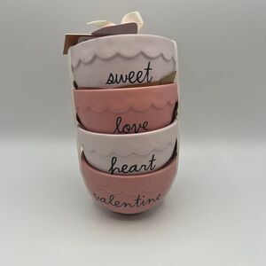 New Rae Dunn Valentine Scalloped Purple Pink SWEET LOVE HEART VALENTINE Ramekins